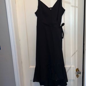 NWT Abercrombie & Fitch black sleeveless high low wrap dress large
